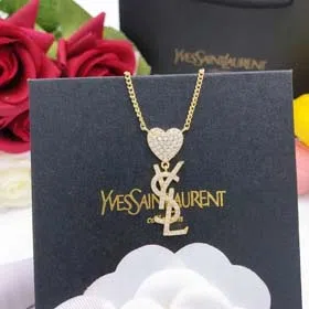 Yves Saint Laurent YSL New Sacred Heart Shaped Diamond Necklace（2 CP)-2060  