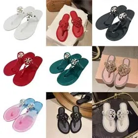 Tory Bury New diamond flat bottom women's slippers ins fashionable beach thong toe rivet rhinestone flip flops-2330  