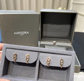 Messika rose gold full diamond sliding earrings-3838  