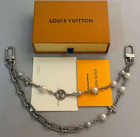 Louis Vuitton LV Letter Flower Pearl Double Chain Bag Belt Chain-3868  