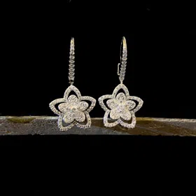 Graff Diamond Floral White Gold Earrings-4068  