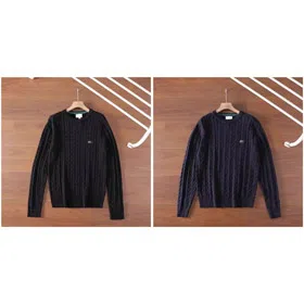 LACOSTE Fashion Cable Round Neck Pullover Solid Color Sweater-4481  