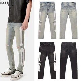 AMIRI's popular bone-embroidered washed denim jeans-4581  