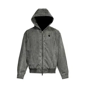 Darkage new washed and distressed hooded jacket with rivets-5013  