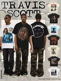 Travis Scott Vintage Pure Cotton Double-Yarn Short-Sleeved T-shirt-5097  