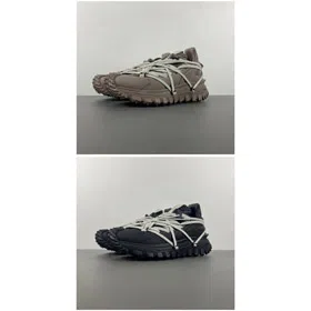 Moncler x RICK OWENS Trailgrip Megalace Leather Round-Toe Elastic Low-Top Casual Shoes-5115  