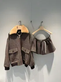 Miu Miu new vintage-style wool suit with embroidered lapel jacket-5366  