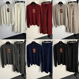 Loro Piana high-end knitted cable-knit striped sweater and wide-leg trousers-5401  