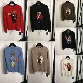 Polo Ralph Lauren new stylish teddy bear jacquard pattern pullover wool knit sweater-5410  