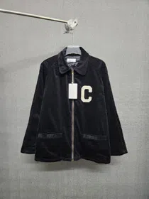 Celine new corduroy jacket with letter patches and padded lining-5498  