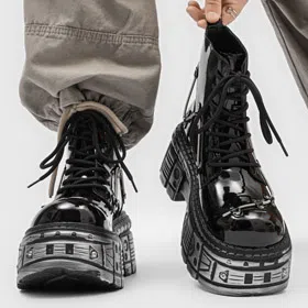 Stella Weisz Retro Fashion Dark Motorcycle Martin Boots-5598  