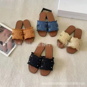 Celine denim flat comfortable slip-on sandals-5608  