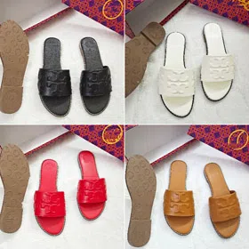 Tory Burch new all-leather flat slide sandals-5663  