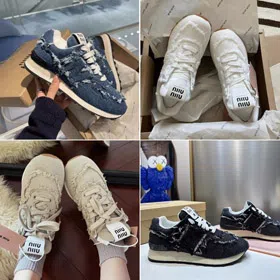 New Balance x Miu Miu NB 574 lace-up round-toe low-top sneakers-5686  