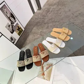 Prada new handcrafted woven flat slide sandals-5737  