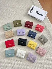 Chanel tri-fold compact quilted card holder-5796  